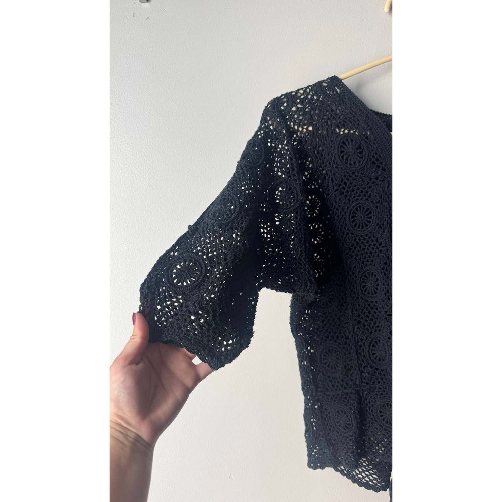 Panella Handmade Crochet Vintage Top S Peasant Y2K Beach Boho Euro SummerCotton - Picture 4 of 6